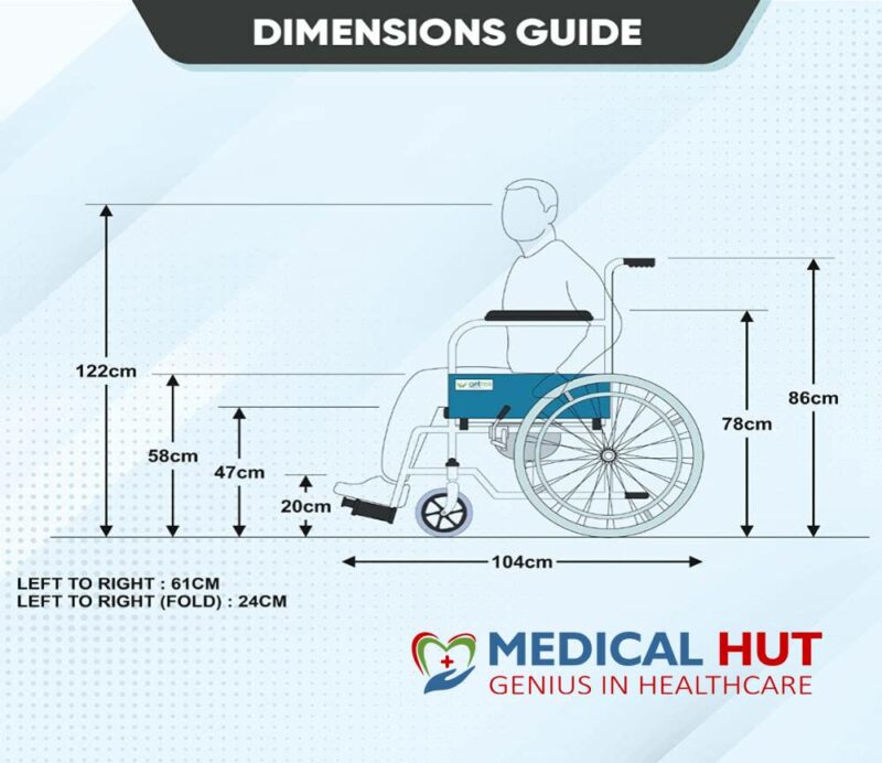 ENTROS Foldable Commode Wheelchair features dimentions