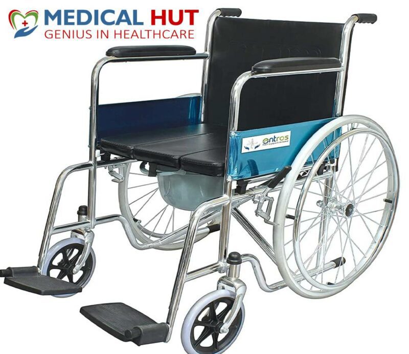 ENTROS Foldable Commode Wheelchair