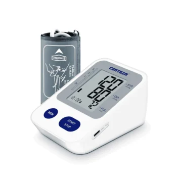 An electronic blood pressure monitor featuring a charging port for convenient power supply and usage.