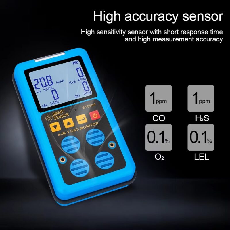 Digital 4-in-1 Gas Detector – O₂, H₂S, CO & LEL Combustible Gas Monitor | Portable Industrial Gas Analyzer - Image 5