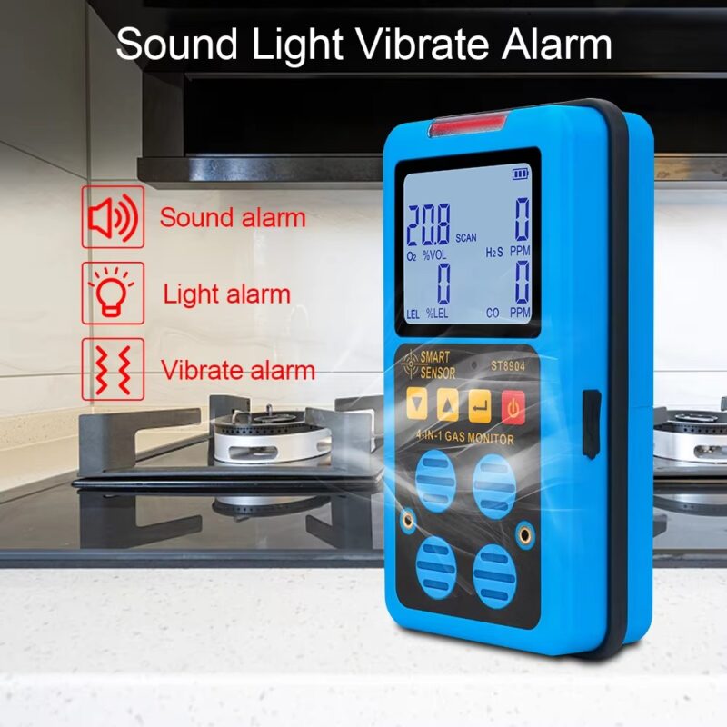Digital 4-in-1 Gas Detector – O₂, H₂S, CO & LEL Combustible Gas Monitor | Portable Industrial Gas Analyzer - Image 4