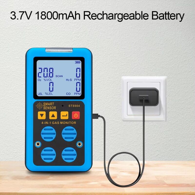 Digital 4-in-1 Gas Detector – O₂, H₂S, CO & LEL Combustible Gas Monitor | Portable Industrial Gas Analyzer - Image 3
